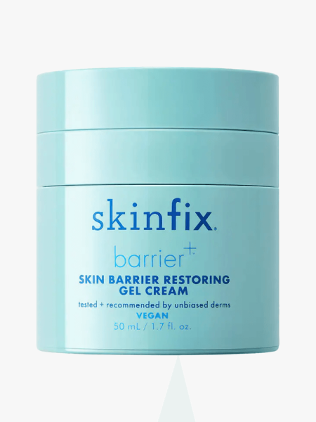 Skinfix Barrier+ Skin Barrier Restoring Gel Cream in branded tub component on a light gray background